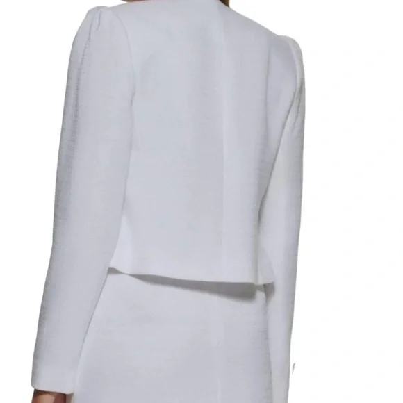 Calvin Klein Women's X-Fit Cropped Open Front Blazer Jacket Size 8 White NWOT - Picture 3 of 8